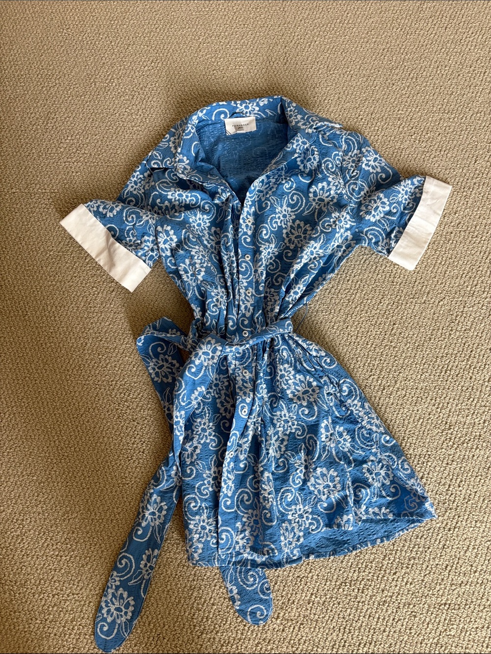 Blue Floral Belted women's Dress